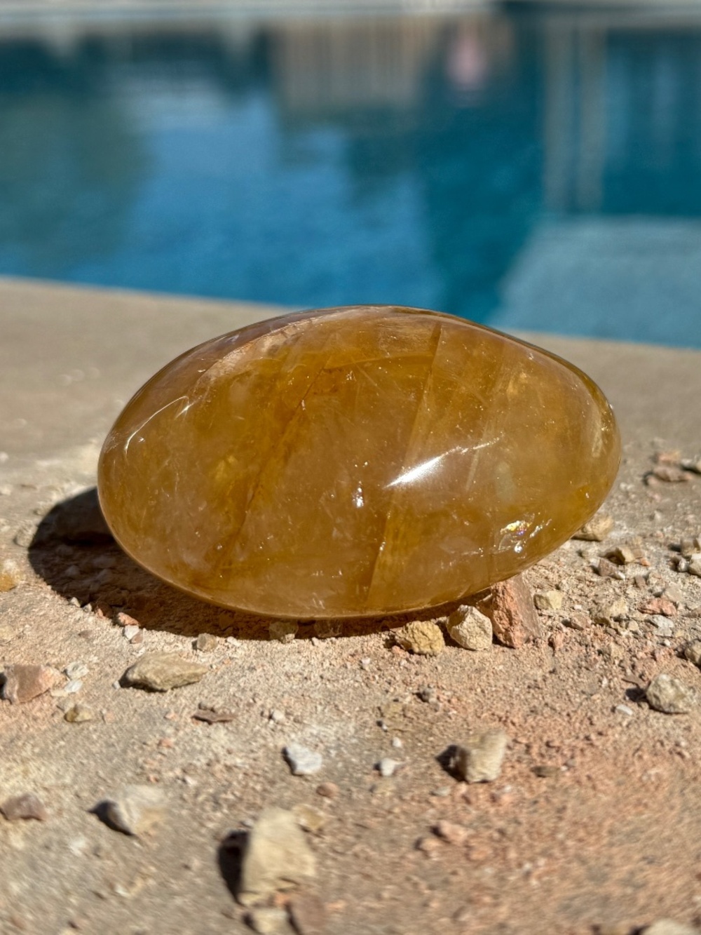 Australian Golden Healer Quartz Crystal Meditation Palm Stone